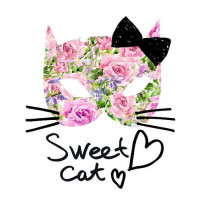 Розовая маска котика с надписью "sweet cat"