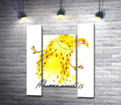Модульна картина "Веселий жовтий монстр з написом "all you need is monster""