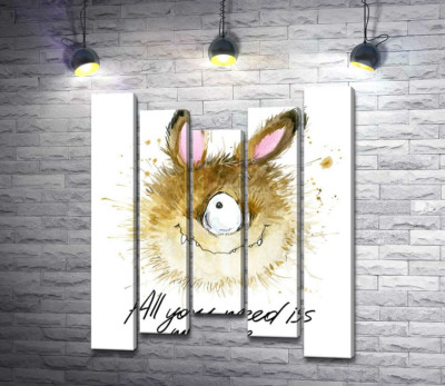 Модульная картина "Пушистый циклоп с заячьими ушами и надписью "all you need is monster""