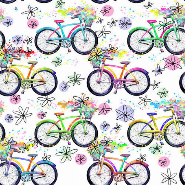 Цветочный узор с велосипедами