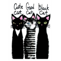 Изящные силуэты трех черных котов