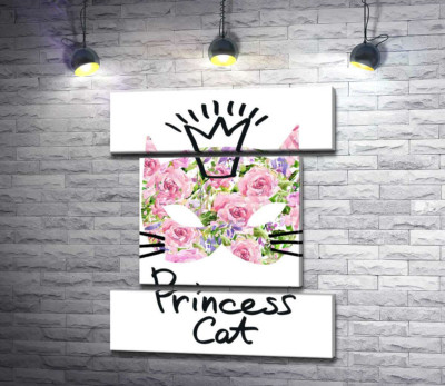 Розовая маска кота с надписью "princess cat"