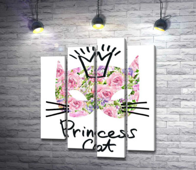 Розовая маска кота с надписью "princess cat"