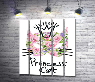 Модульна картина "Трояндова маска кота з написом "princess cat""