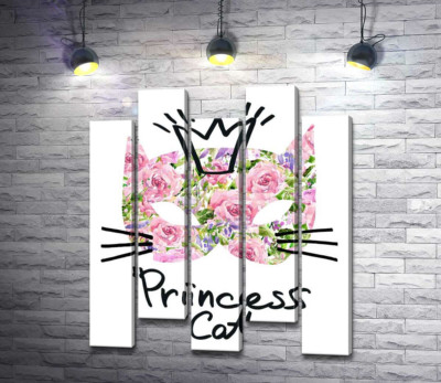 Модульна картина "Трояндова маска кота з написом "princess cat""