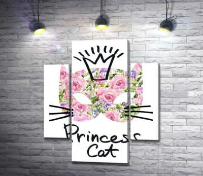 Розовая маска кота с надписью "princess cat"