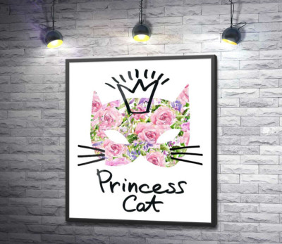 Постер "Трояндова маска кота з написом "princess cat""