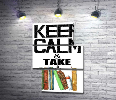 Модульная картина "Надпись с книгами "keep calm and take a book""