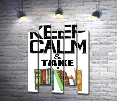 Модульна картина "Напис із книгами "keep calm and take a book""