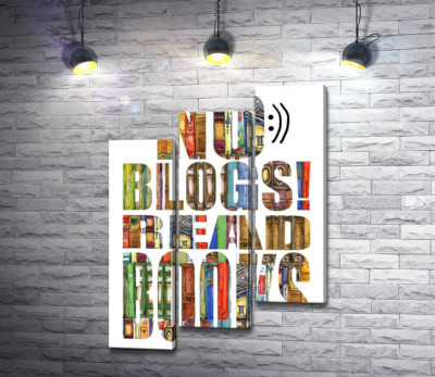 Візерунок з книг на написі "No blogs! Read books"