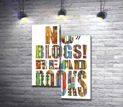 Узор из книг на надписи "No blogs! Read books"