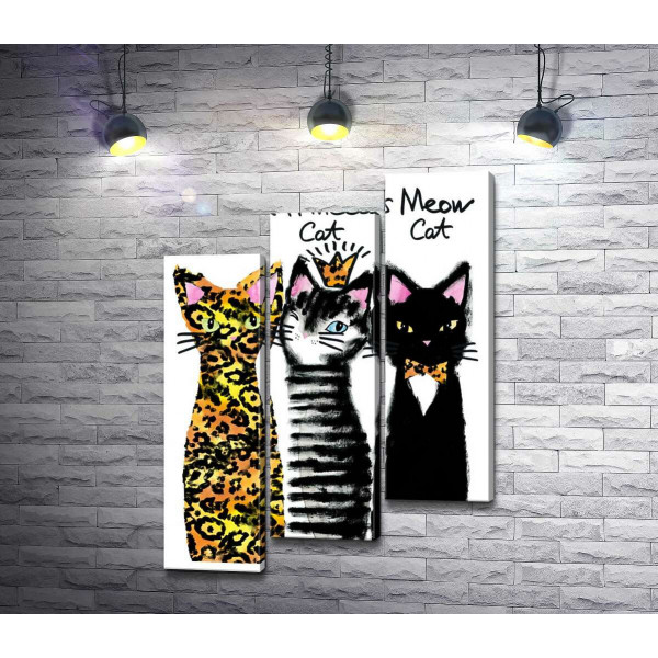 Три коти з леопардовими елементами