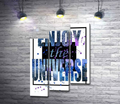 Модульна картина "Космічний напис у чорній рамці "enjoy the universe""