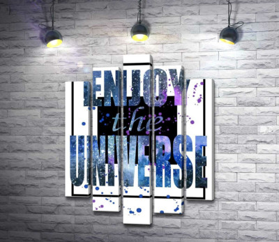 Модульна картина "Космічний напис у чорній рамці "enjoy the universe""