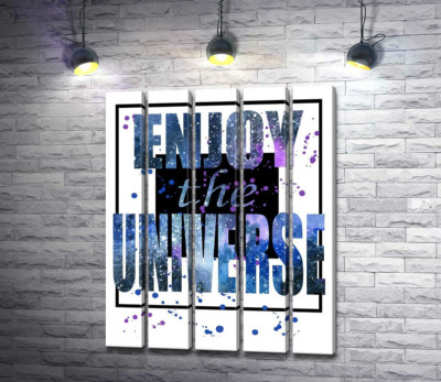 Модульная картина "Космическая надпись в черной рамке "enjoy the universe""