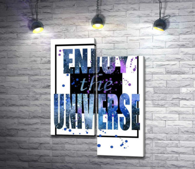 Модульна картина "Космічний напис у чорній рамці "enjoy the universe""