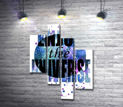 Модульна картина "Напис "enjoy the universe" на круглому фоні"