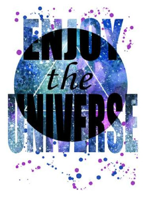 Напис "enjoy the universe" на круглому фоні