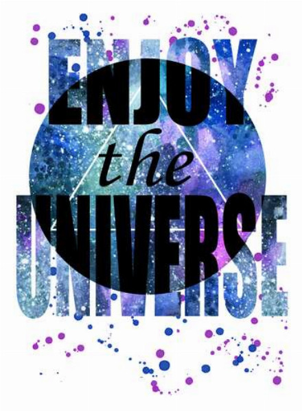 Надпись "enjoy the universe" на круглом фоне