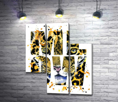 Модульна картина "Плямистий силует леопарда в літерах "meow""