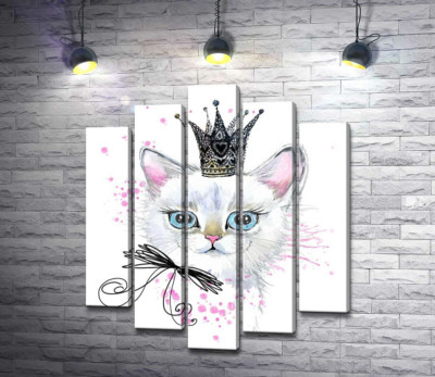 Модульна картина "Погляд блакитних очей білої кішечки- принцеси"