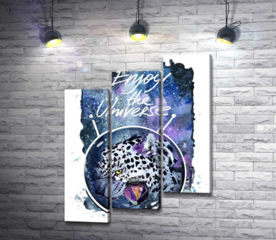 Плямистий леопард в космосі під назвою "Enjoy the Universe"