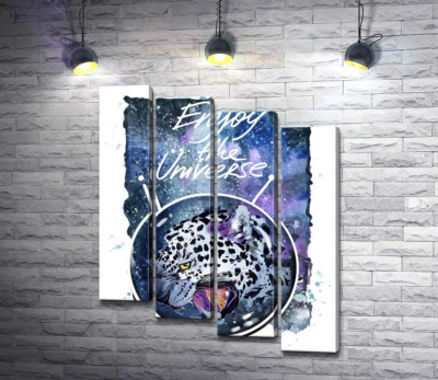 Плямистий леопард в космосі під назвою "Enjoy the Universe"