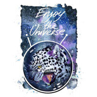 Плямистий леопард в космосі під назвою "Enjoy the Universe"