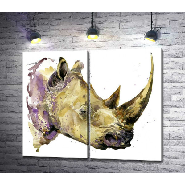 Акварельний профіль носорога