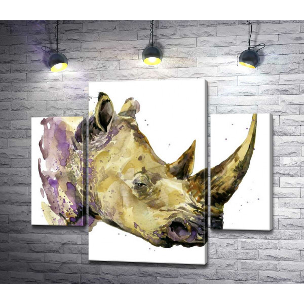 Акварельный профиль носорога