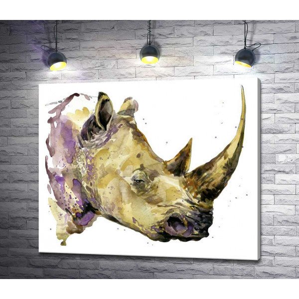 Акварельный профиль носорога