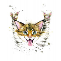Полосатый котенок-рокер показывает язык
