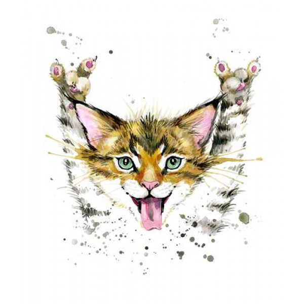 Смугасте кошеня-рокер показує язик