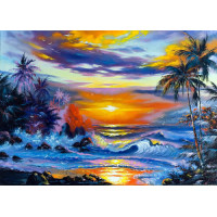 Тропический берег в золоте вечернего солнца
