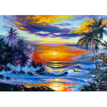 Тропічний берег в золоті вечірнього сонця