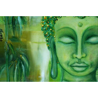 Лицо Будды в зеленых тонах