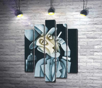 Мужчина курит на фоне храма
