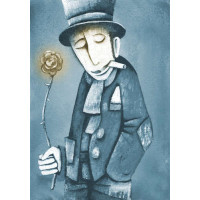 Джентльмен с сигаретой в зубах и цветком в руке