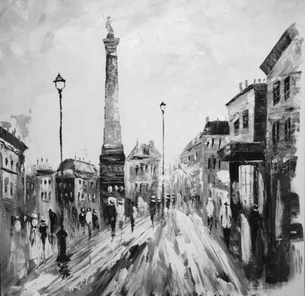 Трафальгарская площадь (Trafalgar Square) в градиенте черно-белых тонов