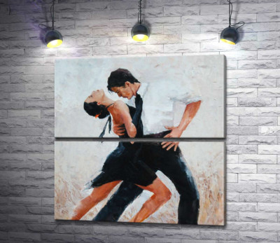Модульная картина "Пара танцоров страстно танцует горячее танго"