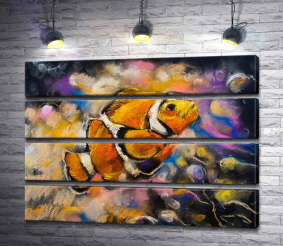 Яскрава риба-клоун плаває серед коралів