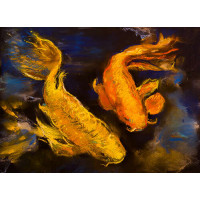 Золотые силуэты рыб виднеются у поверхности воды