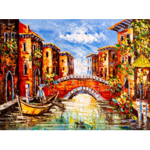 Маленький мост через канал объединяет венецианскую улицу