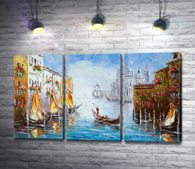 Модульна картина "Вид на Гранд-канал (Canal Grande) із квітучої венеційської вулиці"