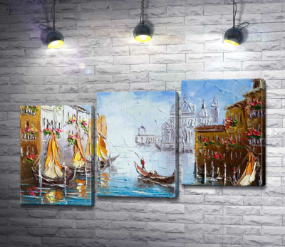Вид на Гранд-канал (Canal Grande) із квітучої венеційської вулиці