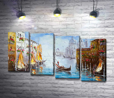 Модульна картина "Вид на Гранд-канал (Canal Grande) із квітучої венеційської вулиці"