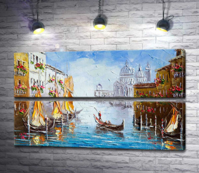 Модульна картина "Вид на Гранд-канал (Canal Grande) із квітучої венеційської вулиці"