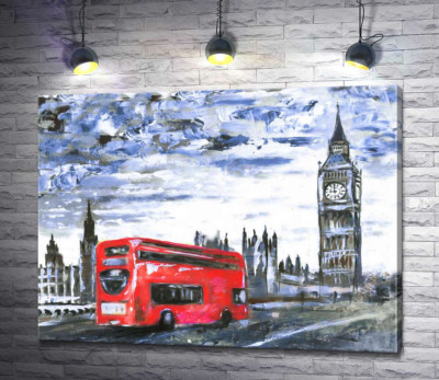 Червоний автобус мчить по Вестмінстерському мосту (Westminster bridge)