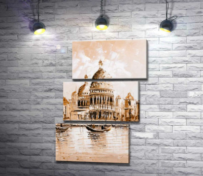 Силуэт собора Санта-Мария-делла-Салуте (Basilica di Santa Maria della Salute) в пастельных тонах