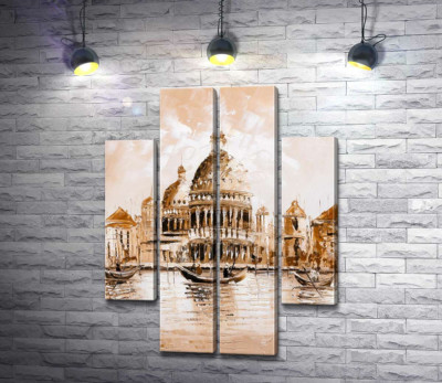 Силует собору Санта-Марія-делла-Салуте (Basilica di Santa Maria della Salute) у пастельних тонах